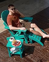 Vista 2 de Silla plegable Adirondack de textura de madera, sillas de patio resistentes a la intemperie, silla de exterior, silla de césped con portavasos