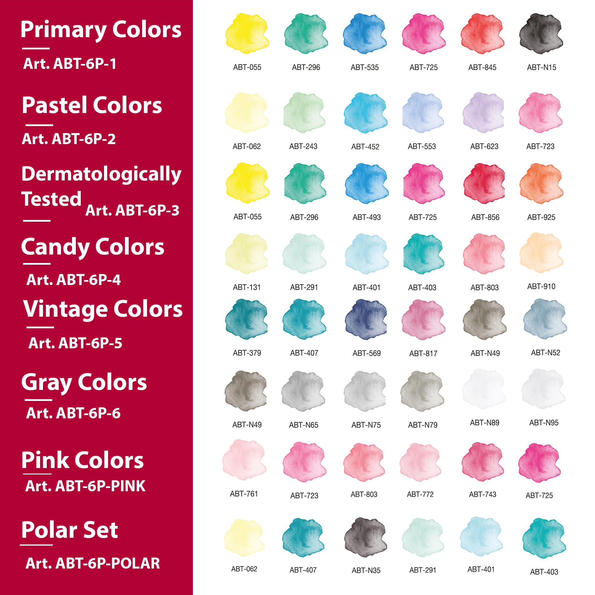 Tombow ABT Dual Brush Pen, Polar Glow, penna a due punte, perfetta per lettering manuale e bullet journal, acquerellabile, set da 6 pezzi [ABT-6P-POLAR]