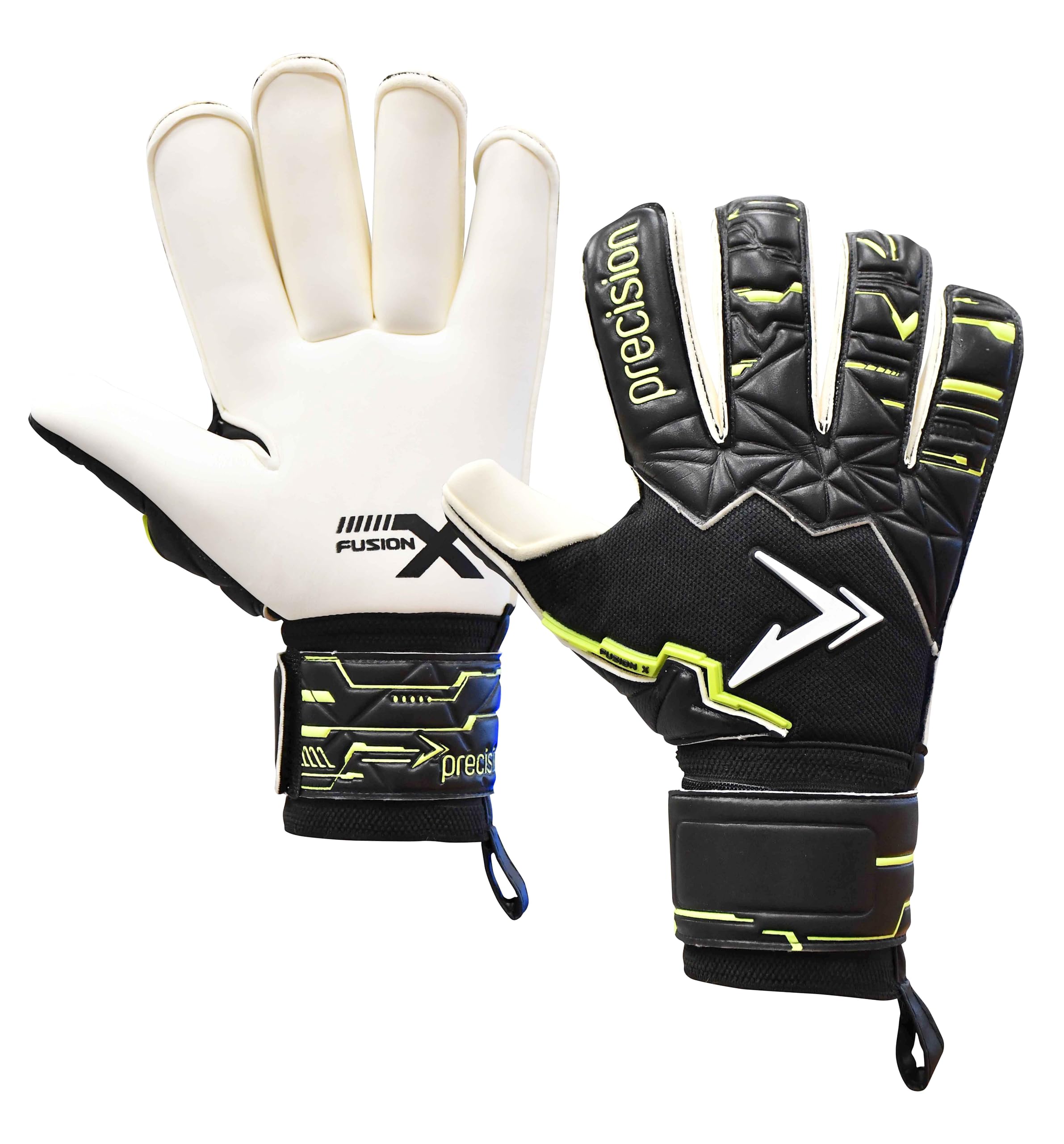 ​​Precision Fusion X Pro Roll Finger Giga Professional Football Adult's Goalkeeper Gloves, Black, 8