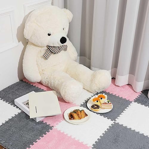 Miniatura 7 de Amylove 18 Piezas Tapetes de Piso de Espuma de Felpa Cuadrados Entrelazables con Borde, Baldosas de Alfombra Esponjosas, Tapete de Juego, Baldosas