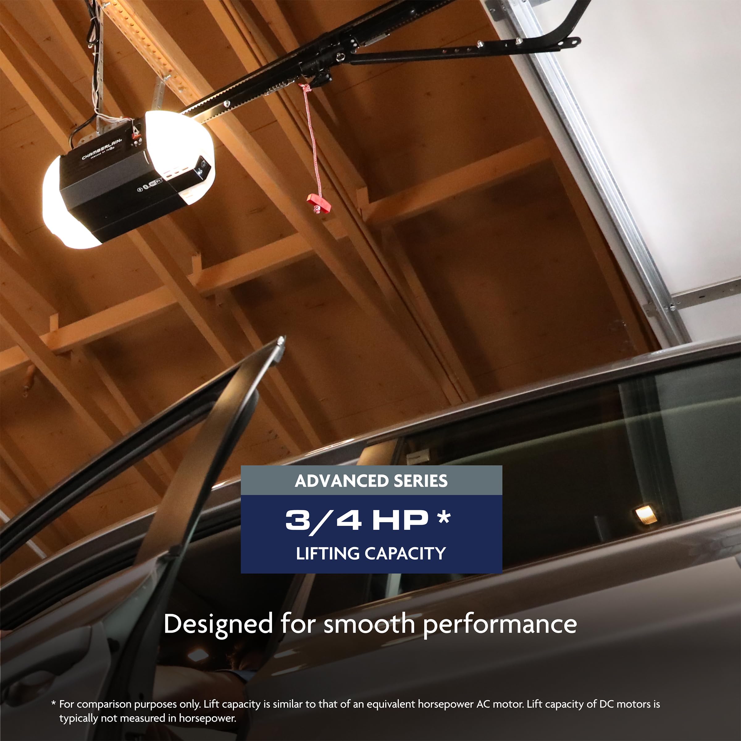 Chamberlain - Ouvre-porte de garage intelligent avec caméra fixe, batterie de secours, éclairage à 2 ampoules et connectivité myQ