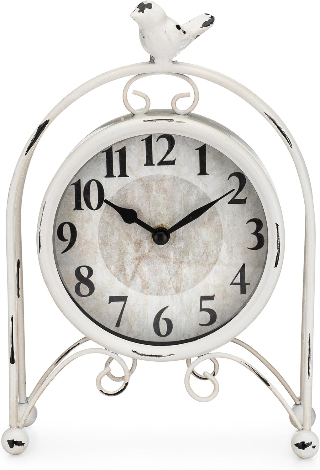 Westclox Reloj de mesa de pájaro de estilo vintage, reloj de escritorio decorativo de metal, funciona con pilas, acento retro del hogar para sala de