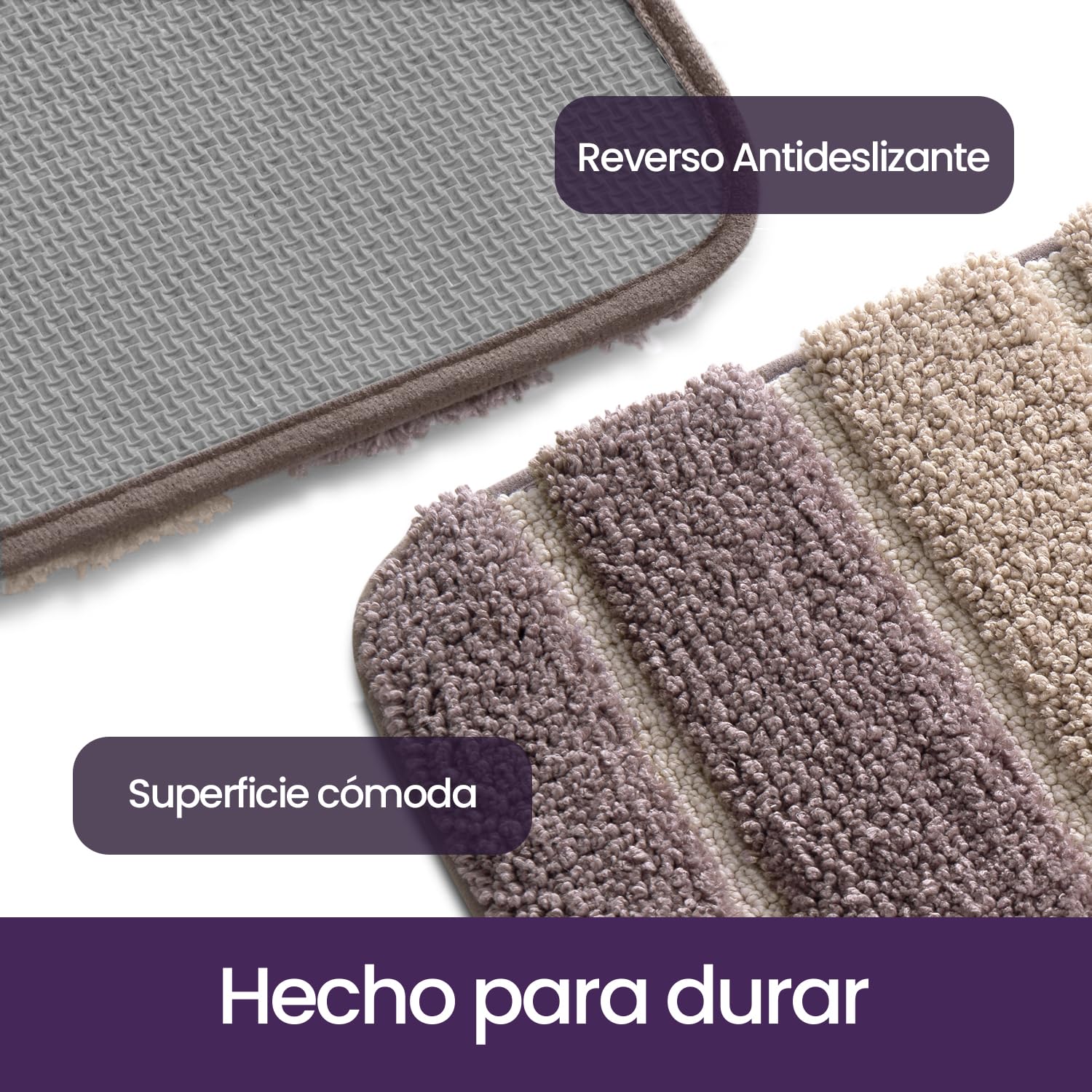 DEXI Alfombra Baño Antideslizante 50 x 80 cm, Alfombrilla Absorbente, Alfombras Lavable a Máquina con Microfibras Suaves de Agua para Bañera, Ducha, Beige