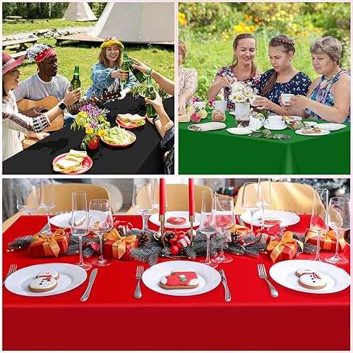 Miniatura 7 de MASHAN 12 manteles de plástico color rojo, negro y verde, fundas rectangulares desechables para Kwanzaa para decoración de fiesta de festivales