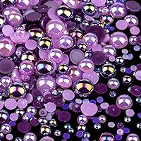 Vista 38 de BELLEBOOST 50g Juego de Perlas Planas y Diamantes de Imitación 1-Rosa y Blanco, Tamaño Mixto 3-10mm, Resina, Diamantes de Imitación y Medias Perlas