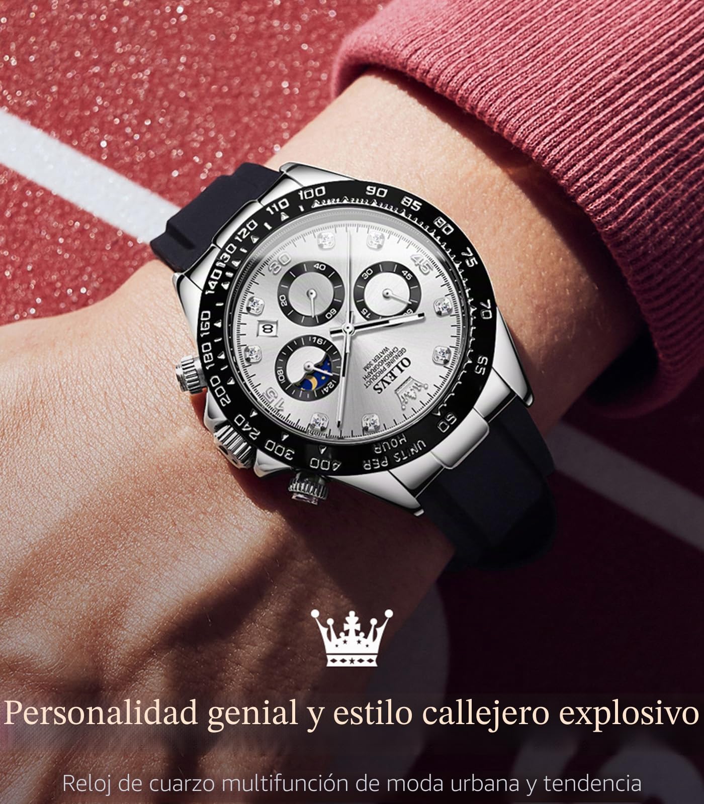 OLEVS Relojes de Lujo para Hombre, cronógrafo, Impermeable, Luminoso, analógico, de Cuarzo, clásico, de Negocios, para Hombre, marrón, Casual y de Negocios