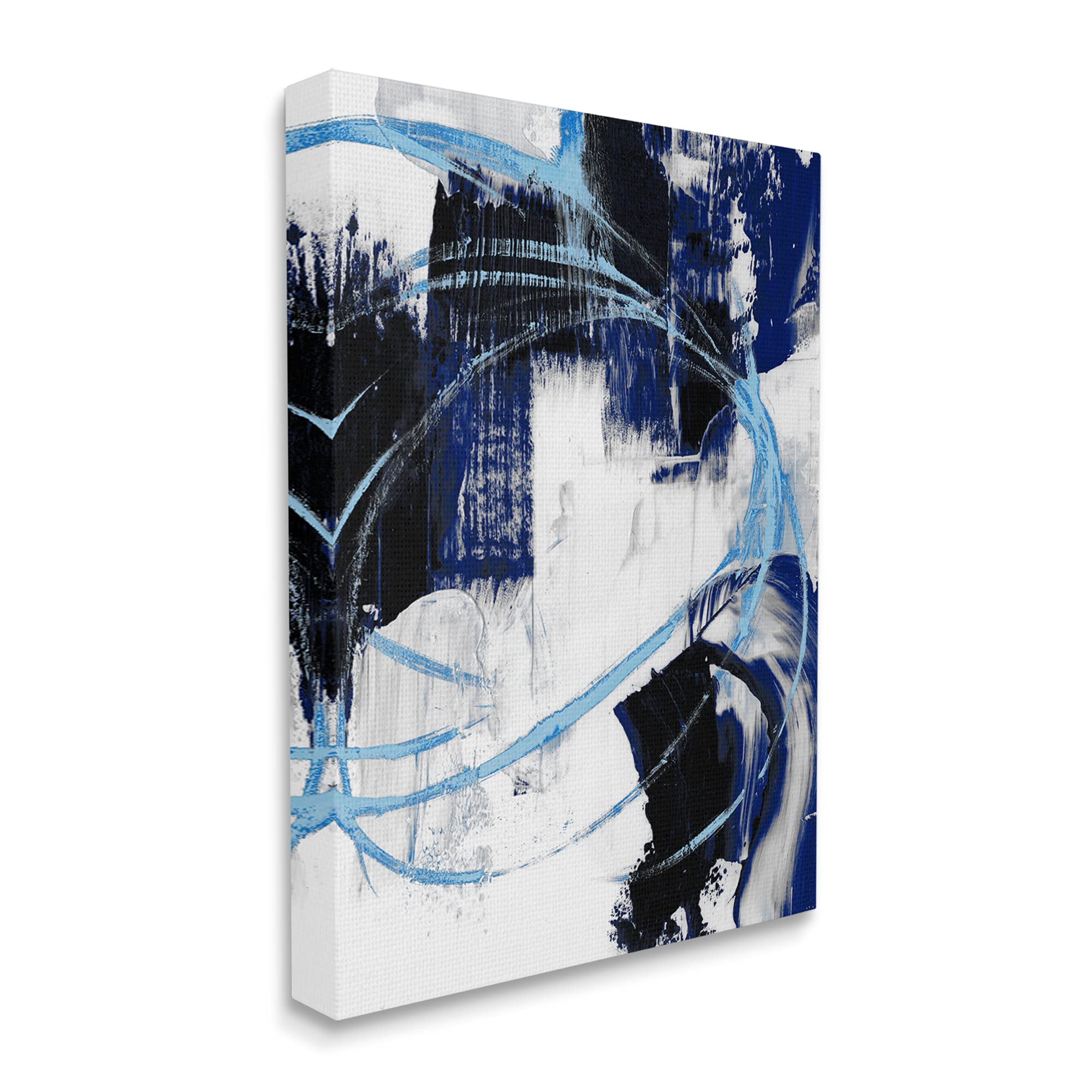 Stupell Industries Energetic Blue Indigo Line Abstraction Chaotic Shapes, Designed by Ethan Harper Canvas Wall Art, 24 x 30