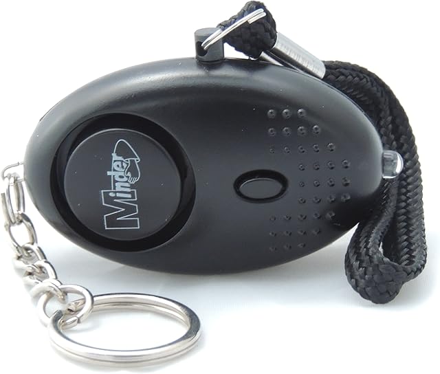 Minder® 140db Police Approved Mini Minder Loud Personal Staff Panic Rape Attack Safety Security Alarm Keyring w/Torch - Secured by Design Approved (Police Preferred Specification) (Black)
