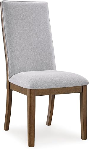 Miniatura 8 de Signature Design by Ashley Lyncott - Silla de comedor tapizada con mango recortado y patas cónicas, juego de 2, marco de madera, altura del asiento