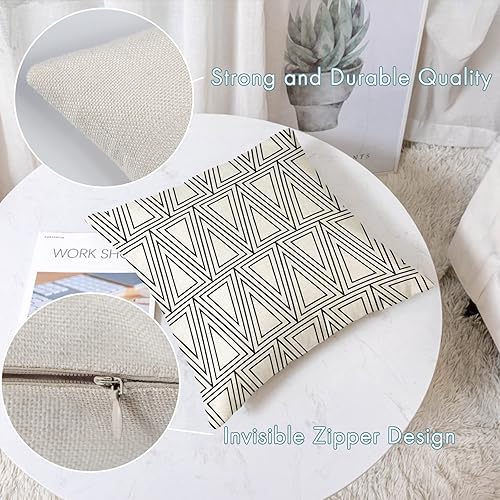 Miniatura 7 de YeeJu - Funda de cojín cuadrada de lino y algodón con diseño geométrica. Funda de almohada, para exterior, hogar, sofá., Geométrico 05, 20*20