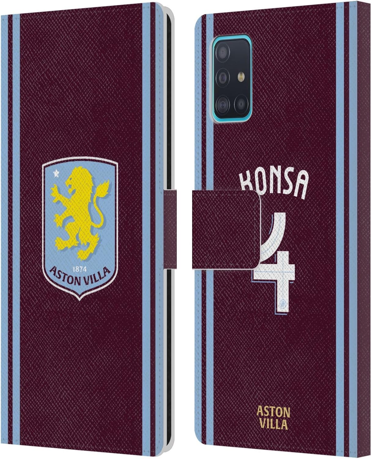 Head Case Designs Officially Licensed Aston Villa Football Club Ezri Konsa 2024/25 Crest Player Kit Leather Book Wallet Case Cover Compatible with Samsung Galaxy A51 (2019)