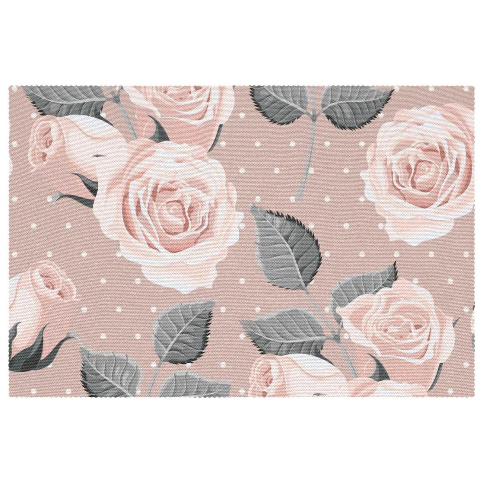 Sets de table motif roses pour décoration de table romantique lot de 6