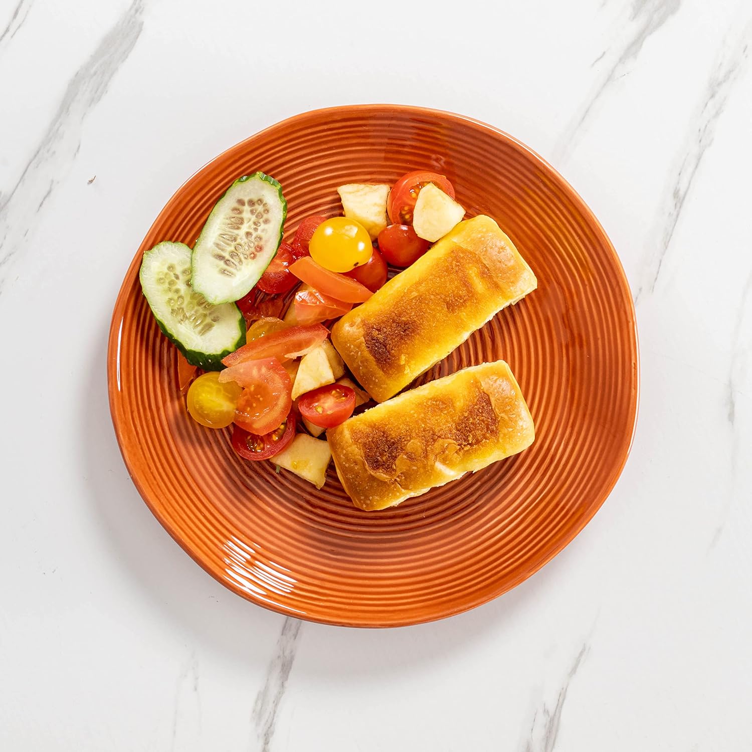 HENXFEN LEAD Porcelain Plates Dinner Plate with Delicate Stripes