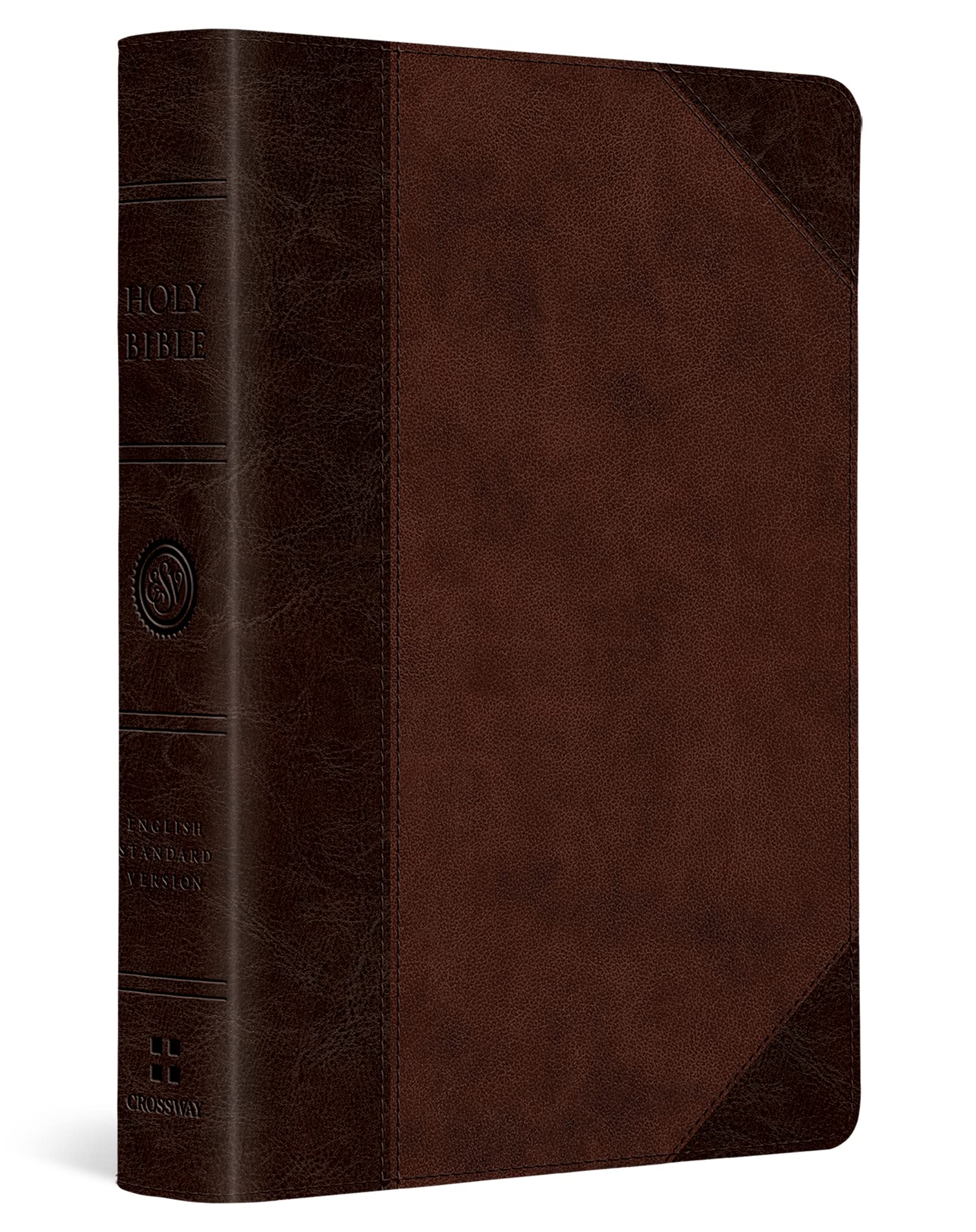 ESV Large Print Compact Bible, Red Letter (TruTone, Brown/Walnut, Portfolio Design)