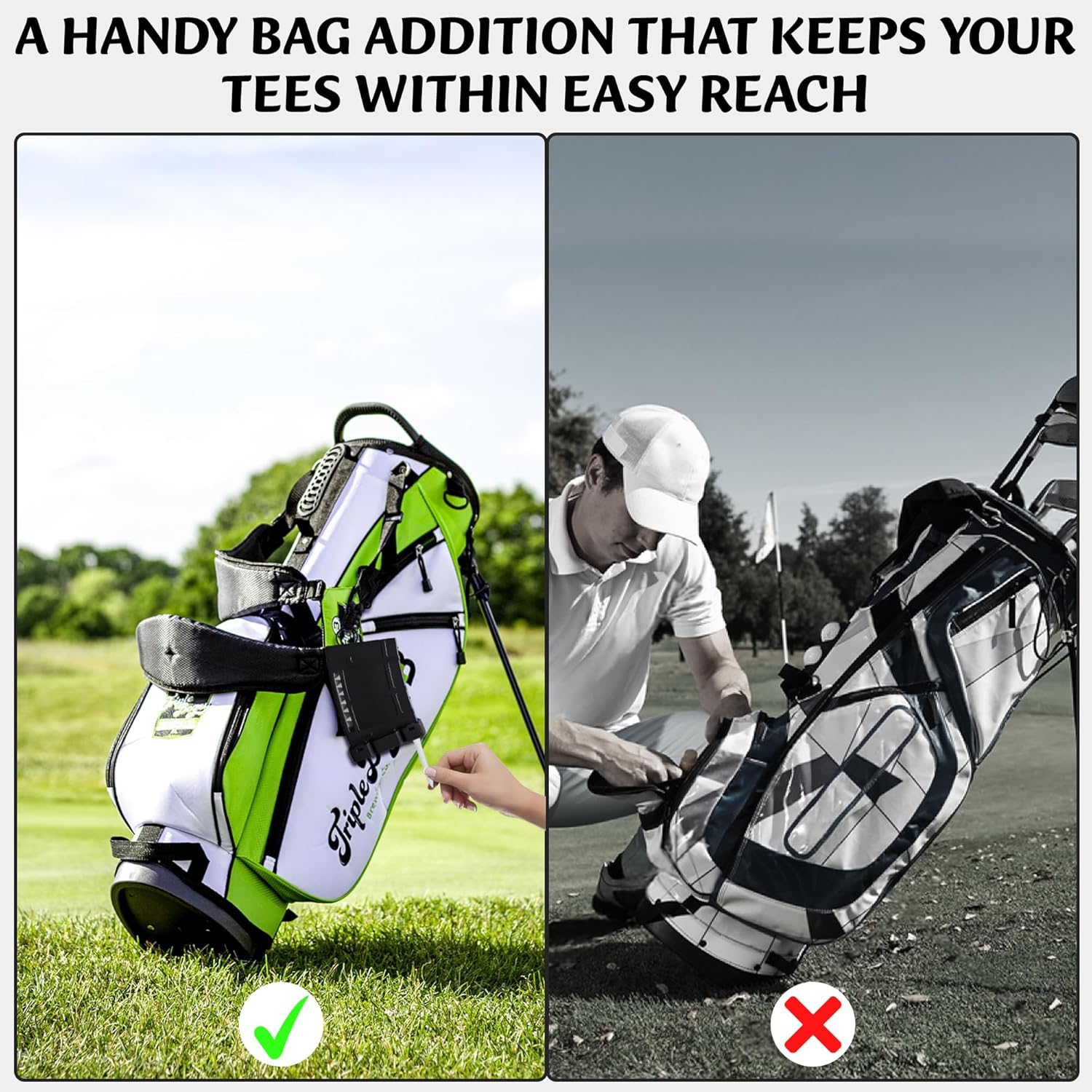 Teemags Golf Tee Holder – Black Clip-On Tee Caddy for Belt or Bag | Holds Up to 18 Tees | Durable & Lightweight Golf Accessory Made in The USA