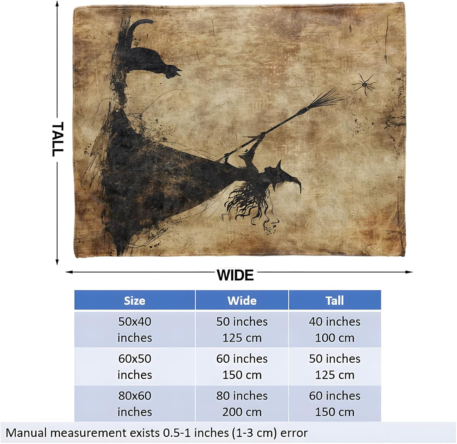 Vintage Witch and Cat Throw Blanket for Girls Boys Kids Adults, 50x60 in, Cozy Flannel Blanket for Bedroom, Camping, Couch, Room Decor, Fuzzy Warm Soft Gifts - Image 3