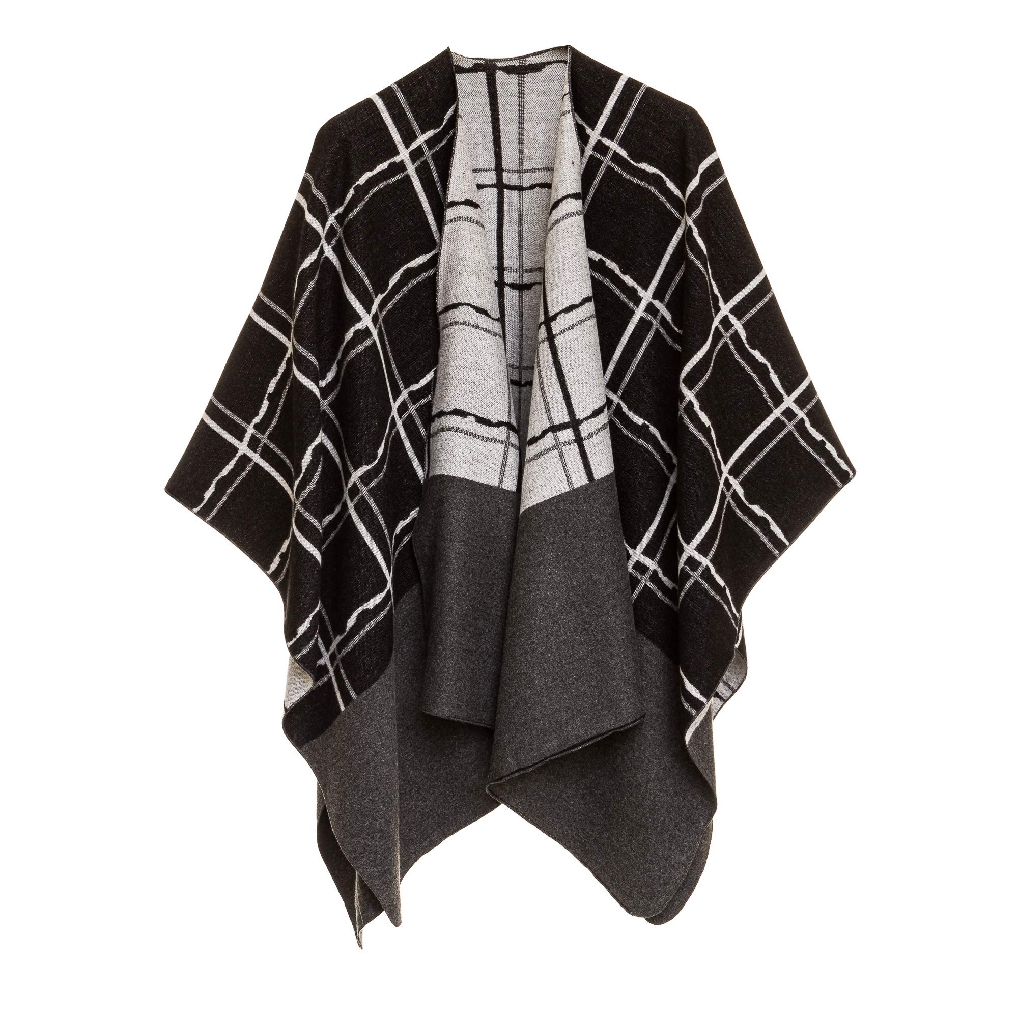 Women's Shawl Wrap Poncho Ruana Cape Cardigan Sweater Open Front for Fall Winter