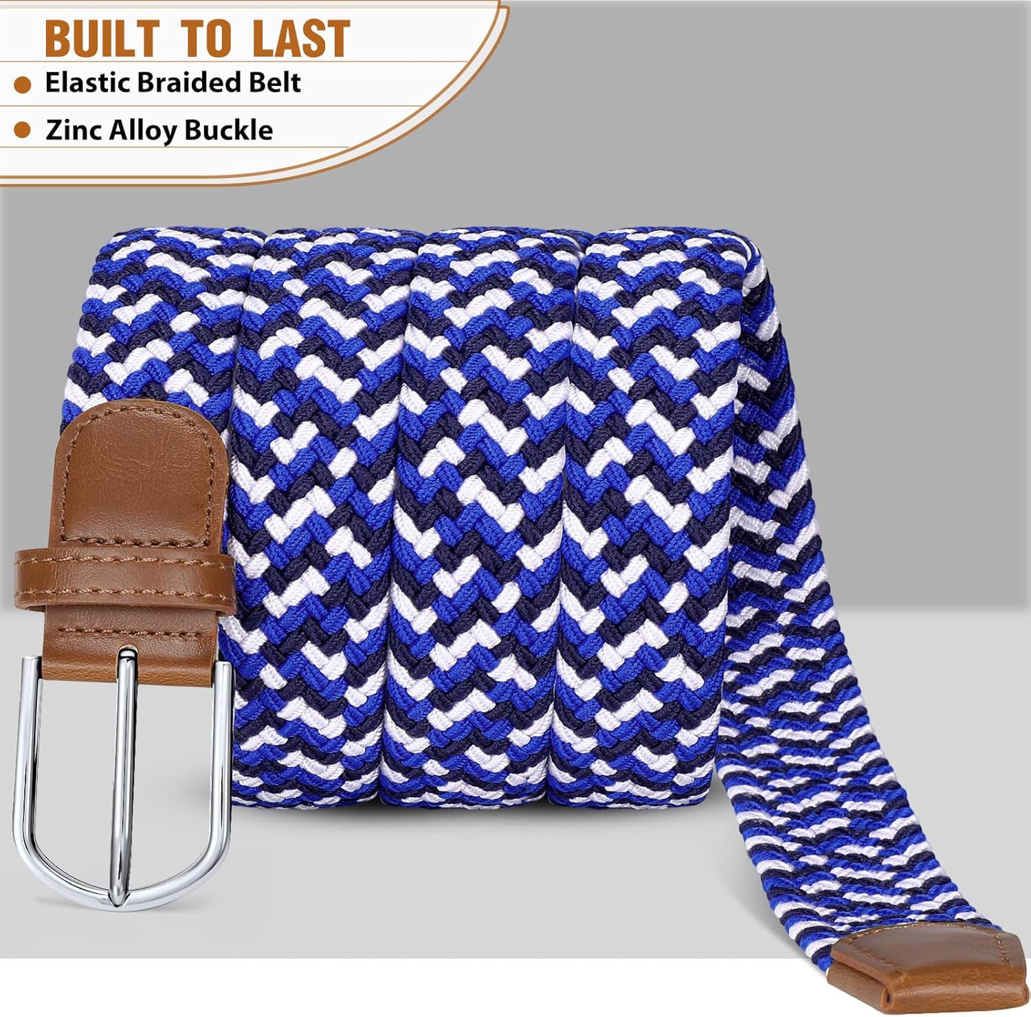 Braided Stretch Belt for Men Elastic Woven Golf Belt for Casual Pants Jeans Shorts - Image 4