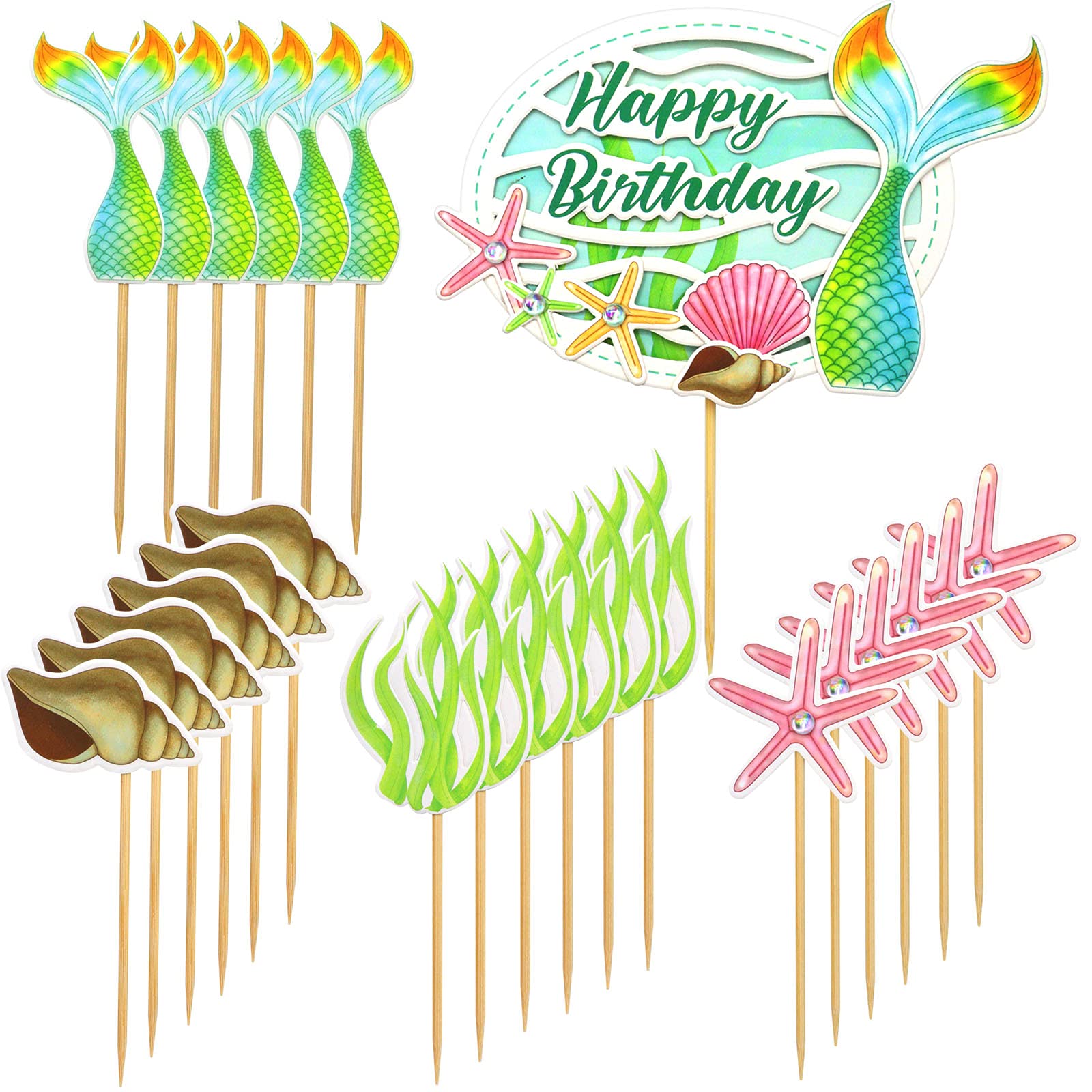 Buy 25 Pieces Mermaid Theme Cupcake Topper Under The Sea Cake Topper