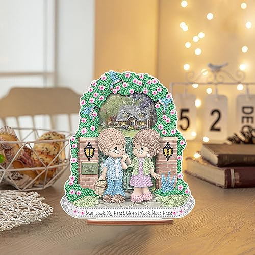 Miniatura 5 de Kit de decoración de mesa de arte de diamantes 5D para el día de San Valentín, pintura de diamantes de imitación, adornos de escritorio, diamantes