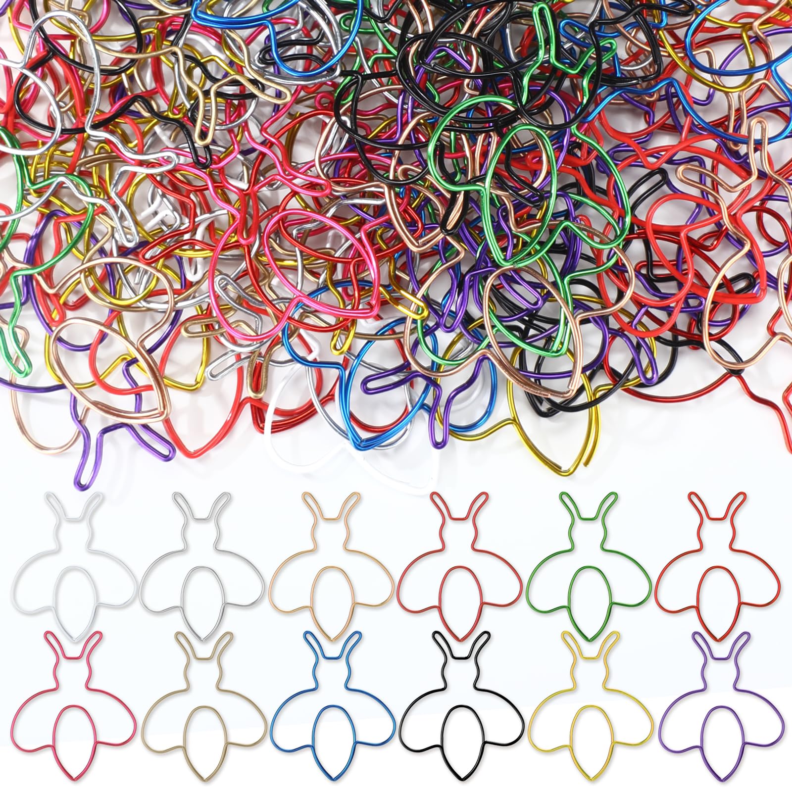Saypacck 100 Pcs Paper Clips 1.34 x 0.8 Inches Multicolored Cute Paper Clips Journaling Supplies for Bookmark Study Gifts(Bee)