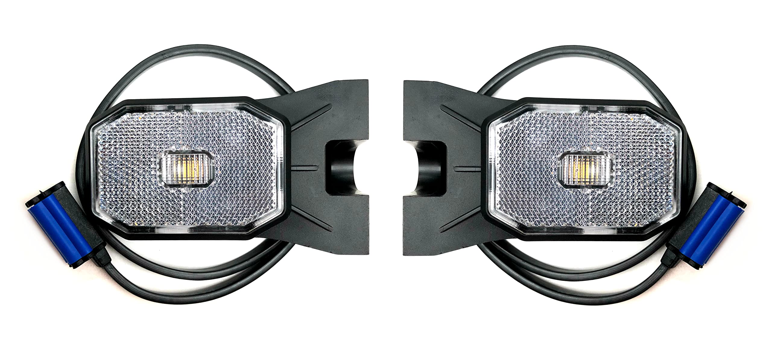 2x LED Umrissleuchte mit Reflektor – 12V/24V Begrenzungsleuchte für Anhänger, LKW, Wohnwagen, Trailer – E9 zugelassen, stoßfest, 5 Varianten (Weiß + Winkelhalter + Schnellanschluss Typ QS075)