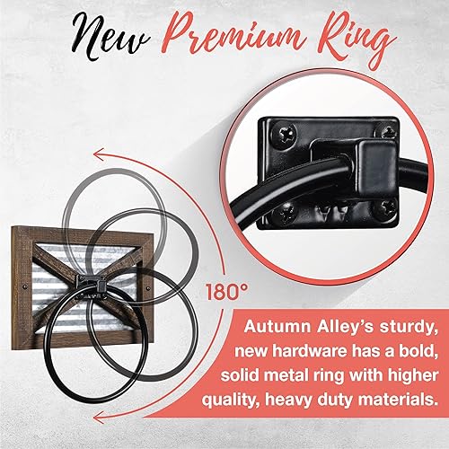 Miniatura 3 de Autumn Alley Anillo de toalla de mano para decoración de casa de campo para baño, soporte rústico para toallas de mano, soporte para anillo, montaje