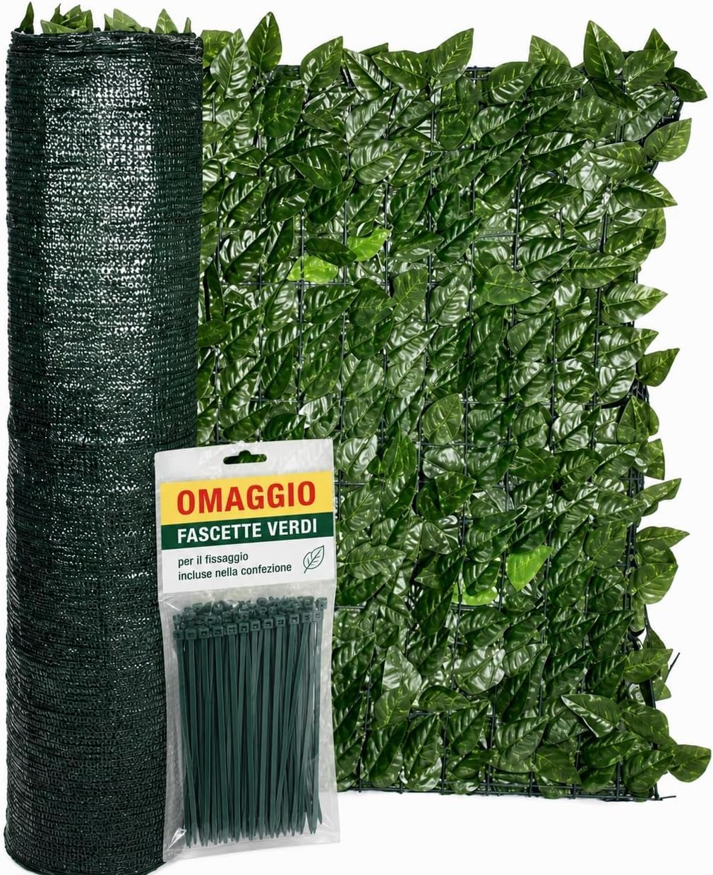 Siepe artificiale edera 1x3 m con rete ombreggiante - Privacy e decorazione