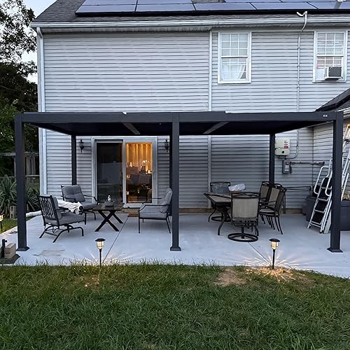 PURPLE LEAF Louvered Pergola 11' x 18' Aluminum Outdoor Pergola with Adjustable Louvers Roof and Integrated Drainage System 70 Mph High Wind Resistant Large Pergolas for Patio Poolside Garden Yard