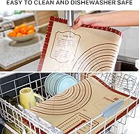 Vista 64 de Tapete de silicona, 28 x 20 pulgadas, extra grande, antiadherente, para hornear, con medición, tapete grueso reutilizable para mostrador de hojas