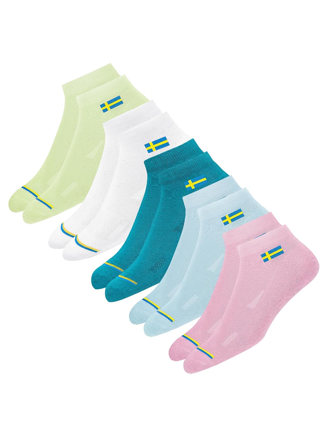 SWAGR 5 Pairs Women Cotton Multicolor Ankle Socks Pack of 5 - Image 1