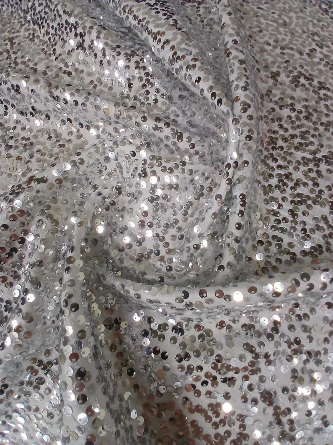 Sedona Designz 55” Wide Rain Drop Sequin Taffeta Fabric – Sparkling Sequin Fabric for Backdrops, Tablecloths, Runners, Curtains, Wedding & Party Decor – 1/5” Sequins