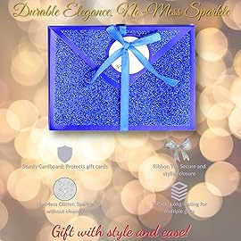 Iconikal 9-Pack No-Mess Glitter Decorative Wrapped Gift Card Holder Boxes with Ribbons Elegant Birthday Corporate Holiday Mother\'s Father\'s Day