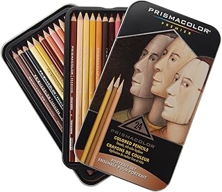 Prismacolor 2508R Premier Colored Pencil Portrait Tin, Set of 24 Assorted Colors with Case