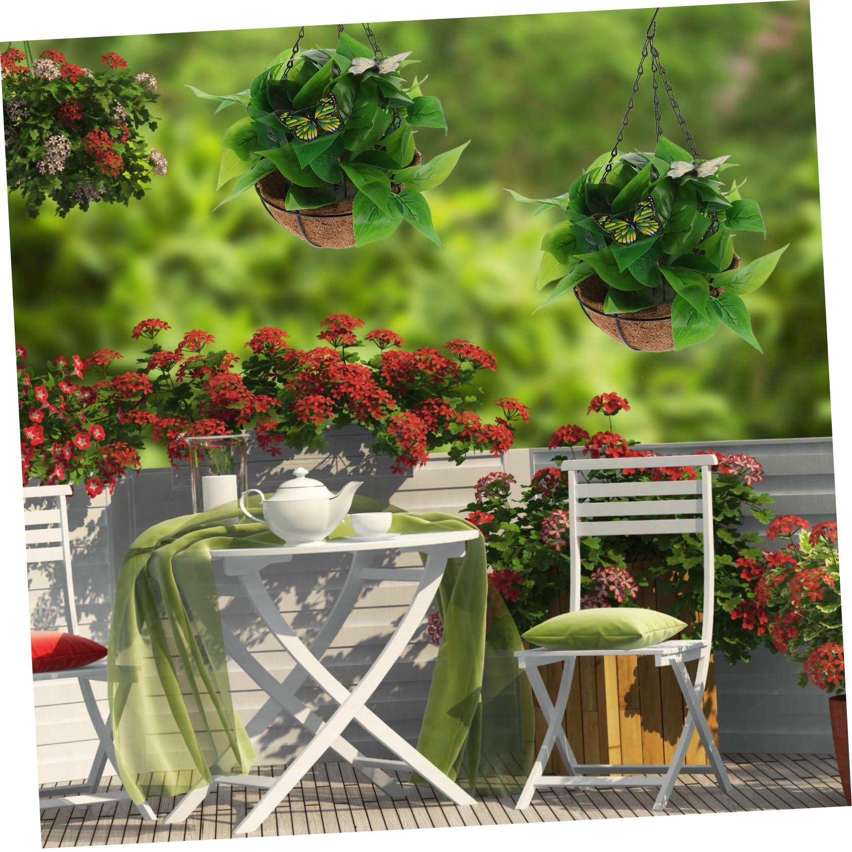 Sosoport Pianta Artificiale Epipremnum Aureum con Cestino 1 Pz | Decorazione Pendente per Librerie Ufficio e Giardino, Materiali Ferro Plastica Palma Spugna, Stile Vivido
