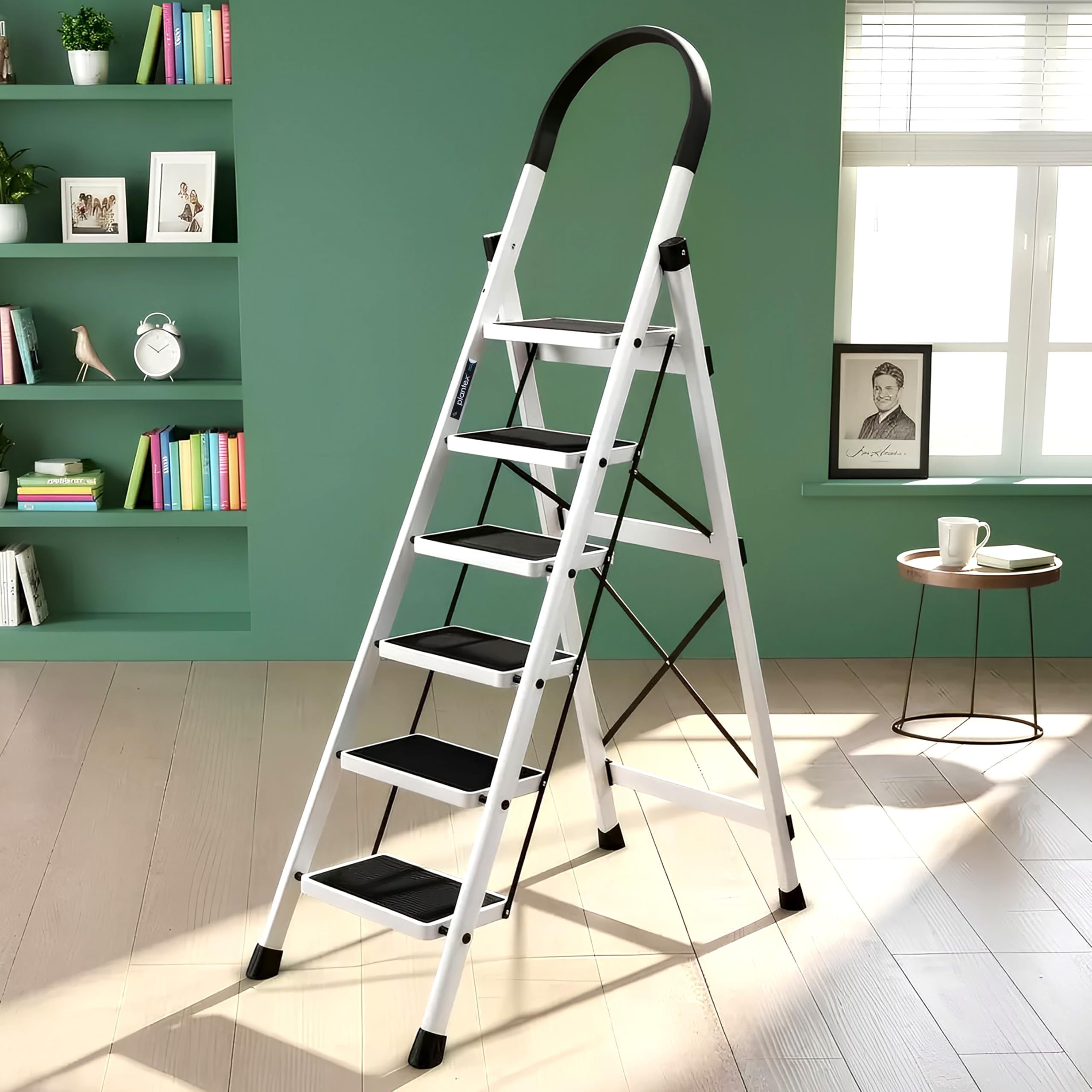Plantex Ladder for Home/Strong Foldable Wide 6 Step Ladder/Anti-Skid 6