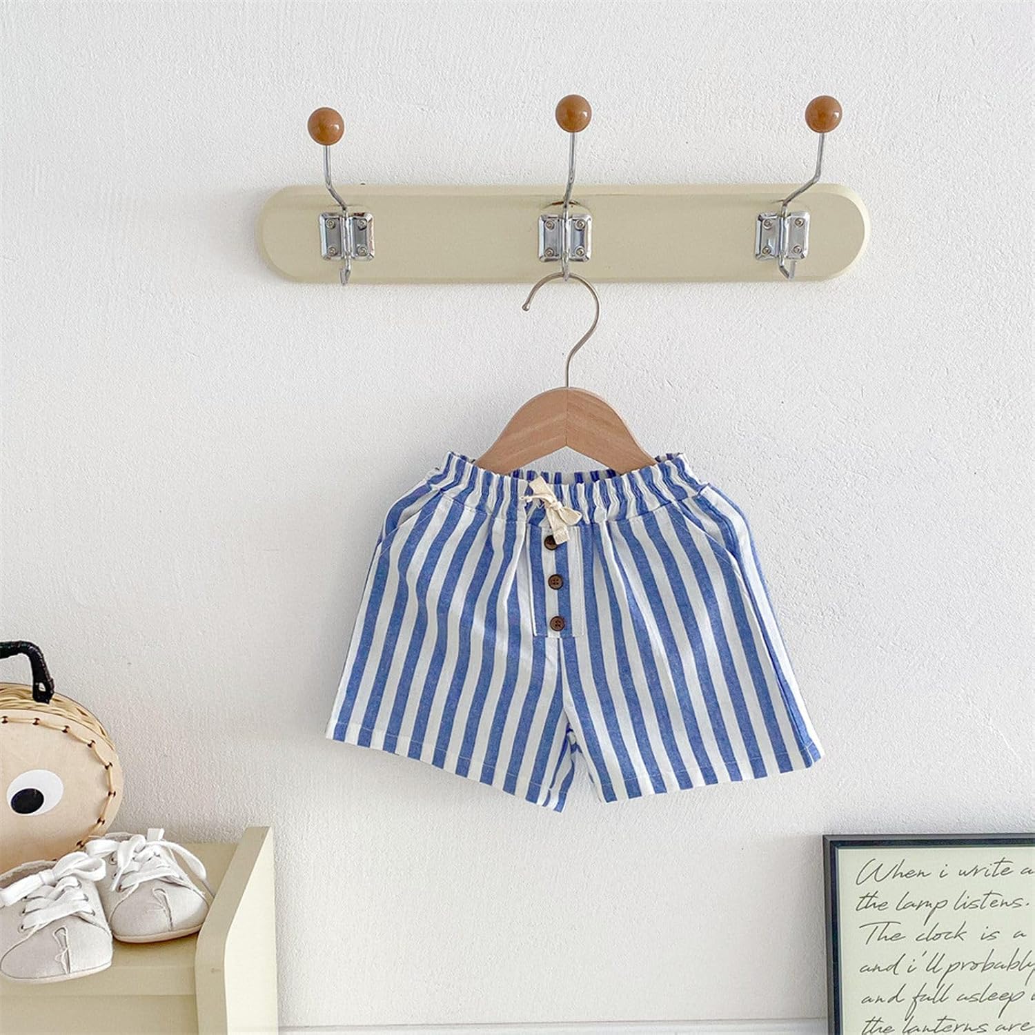 Toddler Baby Boys Girls Striped Shorts Thin Cotton Linen Elastics Waist Shorts Casual Summer Lightweight Short Pants