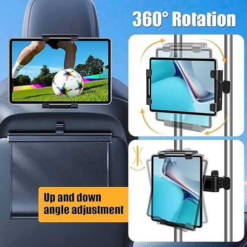 Miniatura 8 de najiaxiaowu Soporte para reposacabezas para automóvil, soporte para reposacabezas de iPad para automóvil, se adapta a teléfonostabletasiPad de 5.5 a