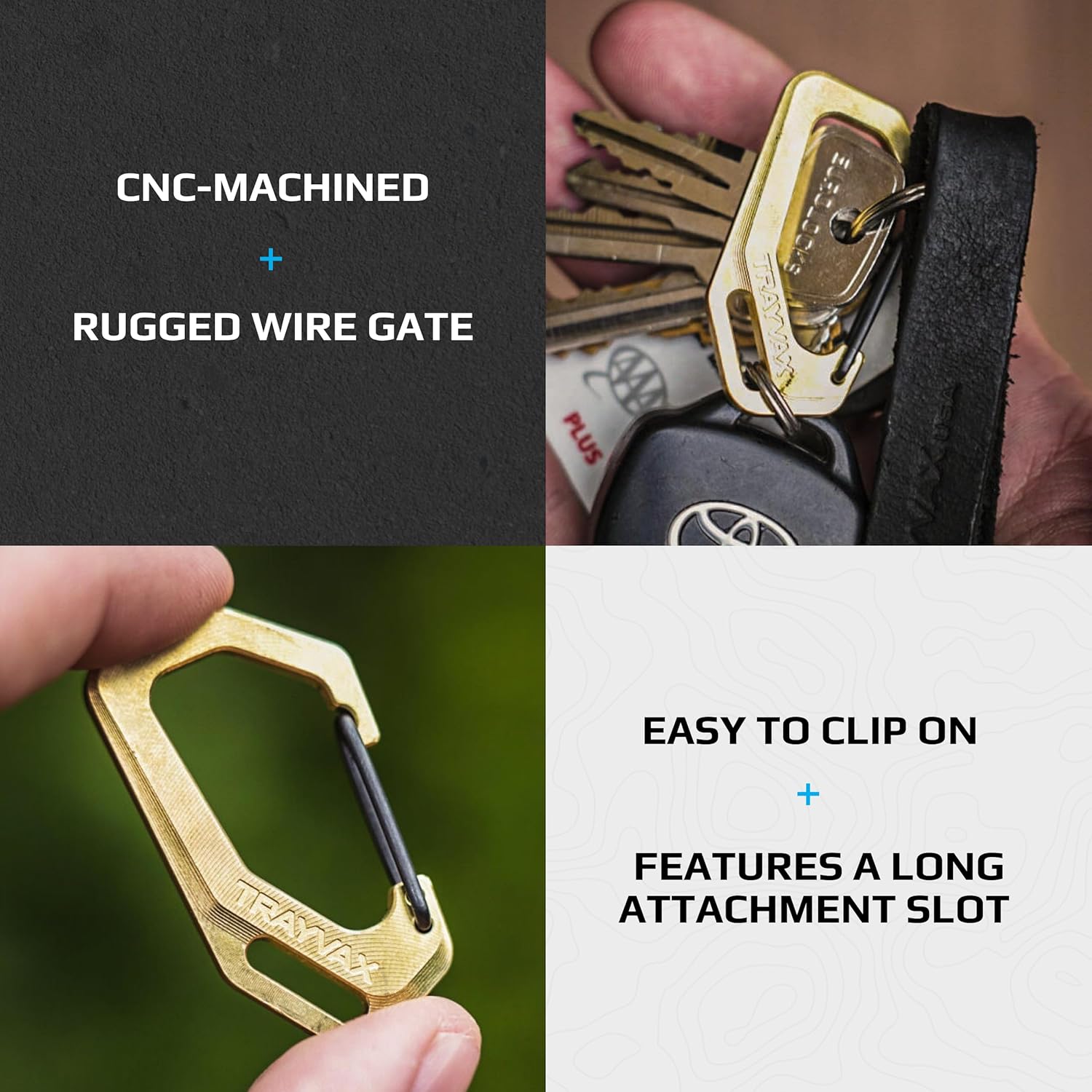 Trayvax Carabiner Brass or Titanium, 1 Ounce, Made in the USA - Image 4