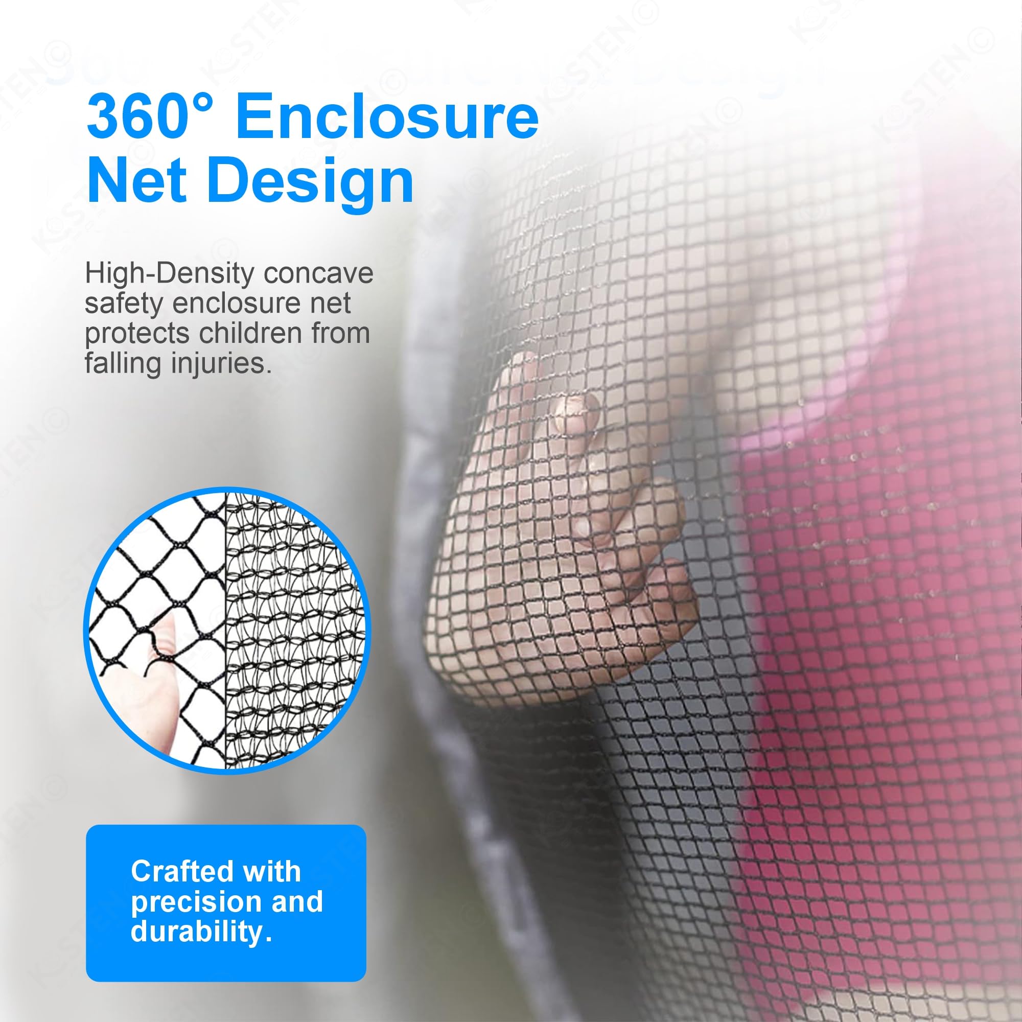 Kosten Sports 55 Inch Trampoline for Kids with Safety Net | Indoor & Outdoor | Powerful Loading Capacity | Stainless Steel Frame & Legs - Image 4 thumbnail