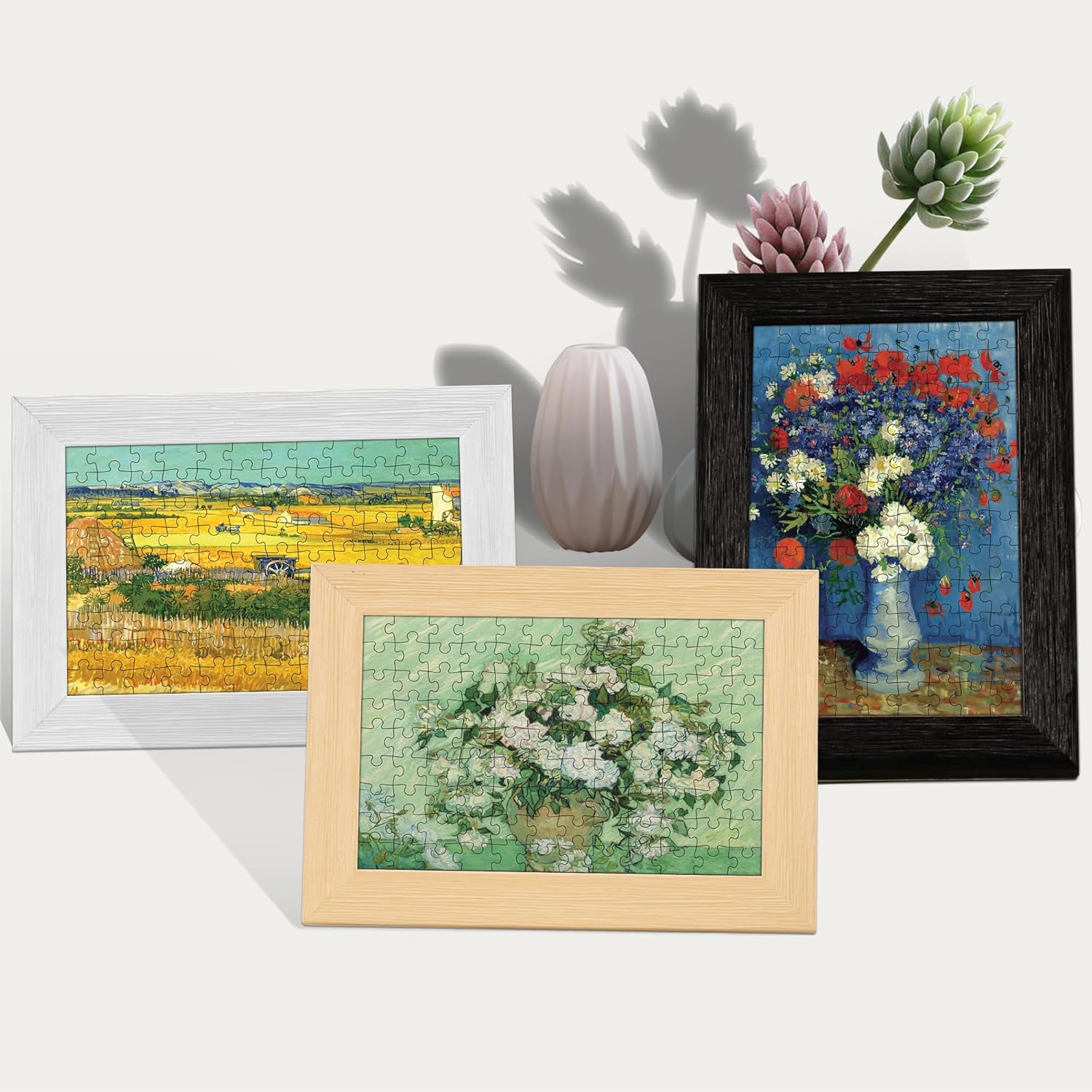 KALEIDOMINI-108 Pieces Small Jigsaw Puzzles for Adults-Van Gogh Oil Painting Series Puzzle，6 x 4 Inches,3 Packs， Mini Jigsaw Puzzles Challenging Puzzles