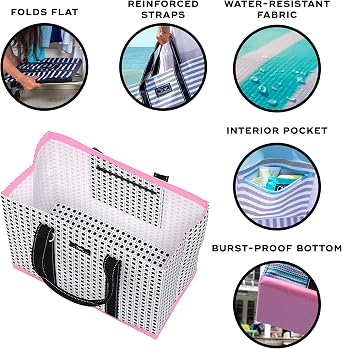 SCOUT Original Deano Tote - Durable Lightweight Open Top Beach, Pool & Lake Bag, Inside Zip Pocket, Folds Flat
