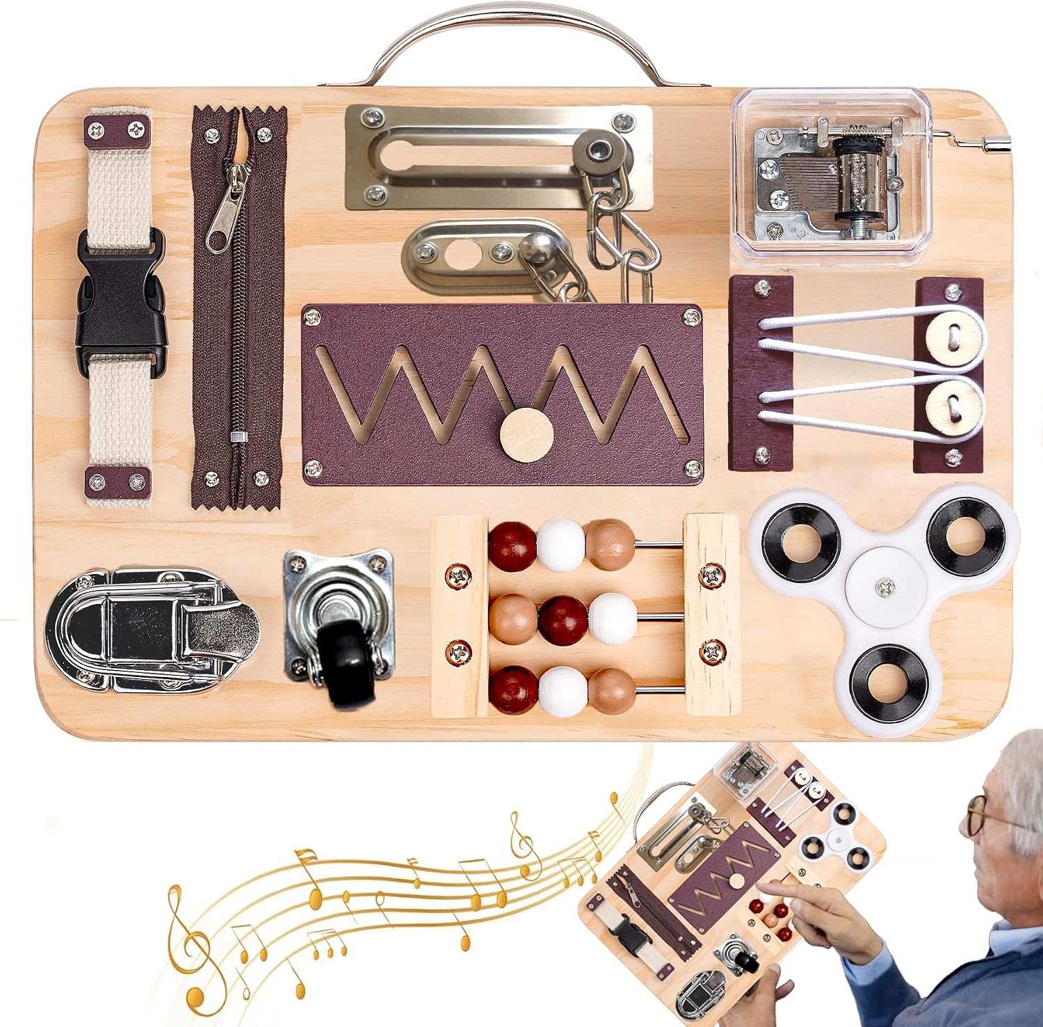 Dementia Fidget Activity Board For Seniors - Sensory Busy Board For Alzheimer's, Autism, Anxiety Relief