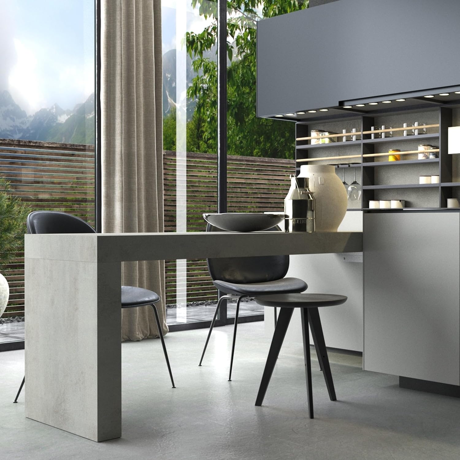 Mobili Fiver, Evolution Dining Table 70.9 x 23.6 in, with Wireless Charger, Rustic Oak with One Leg, Made in Italy