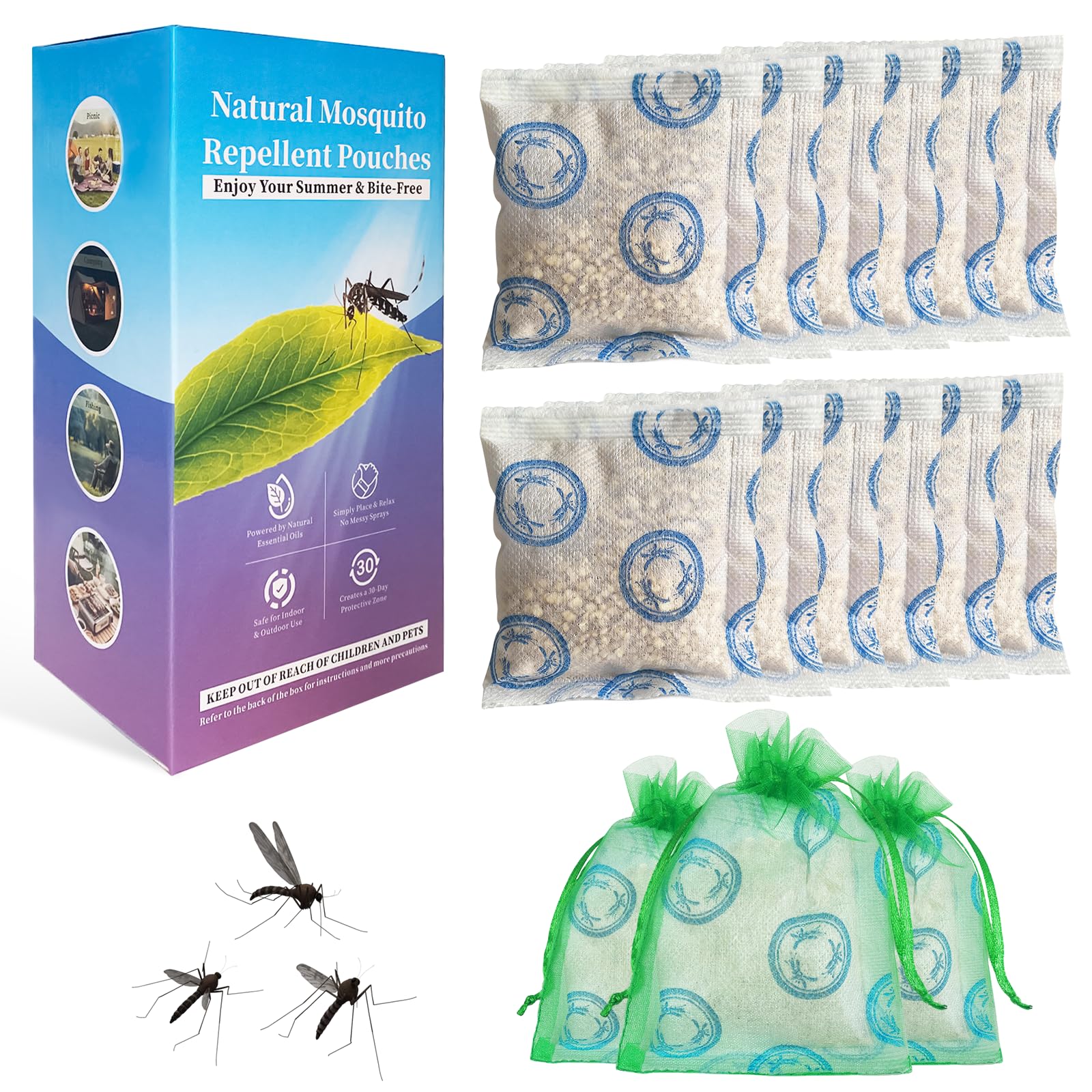 View 1 of 15 Pack Outdoor Mosquito Repellent Pouches for Indoor & Outdoor Use, Long-Lasting Protection, Made of Natural Ingredients Safe Around Kid & Pet, Mosquito Repellent Outdoor Patio, Yard, Backyard, Home