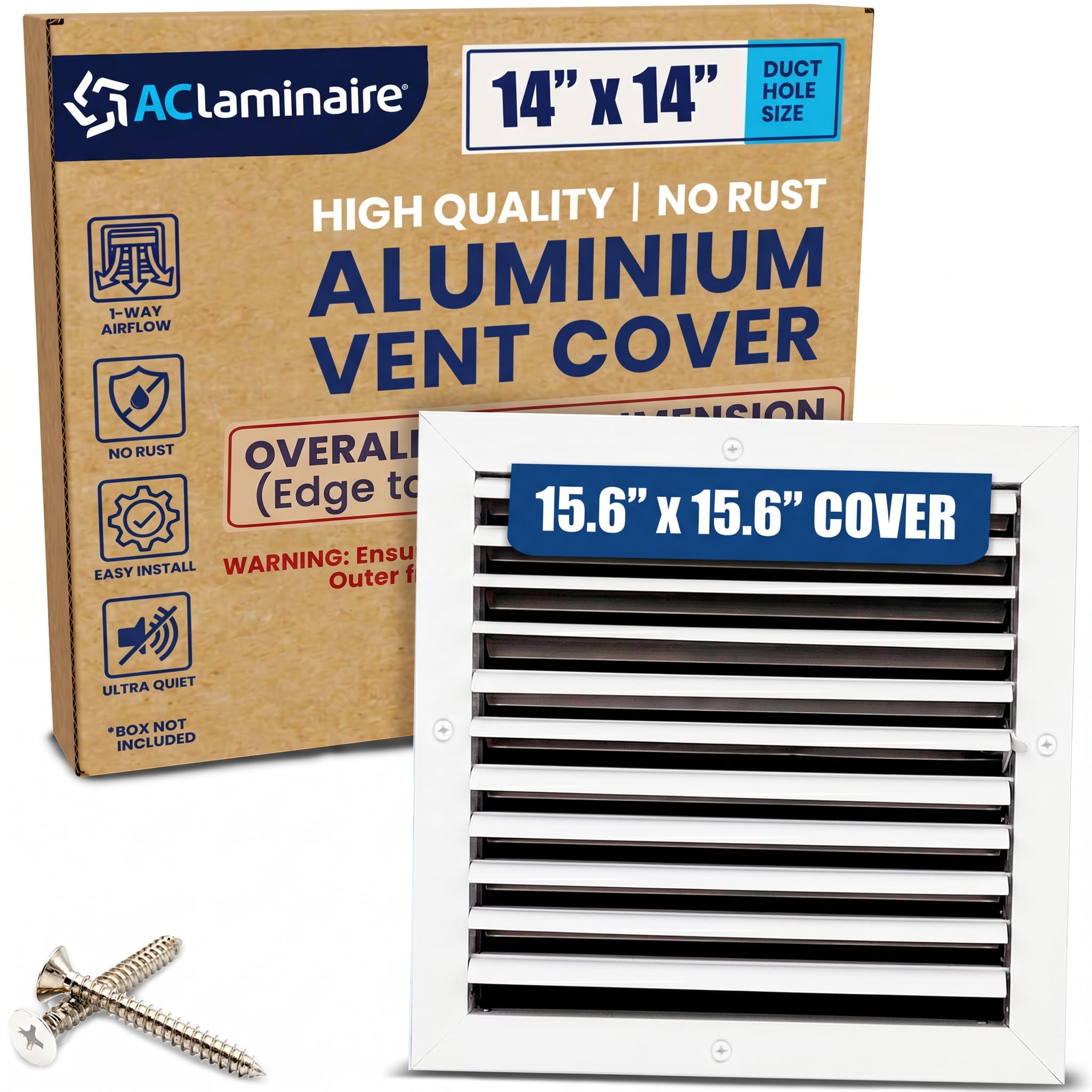 Copertura di ventilazione a 1 via in alluminio: diffusore di alimentazione dell'aria a lama curva regolabile - 35,6 x 35,6 cm - Guarnizione in plastica per una vestibilità aderente, flusso d'aria