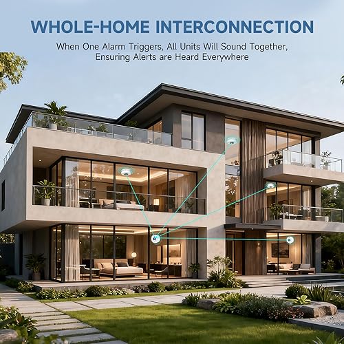 Miniatura 6 de Detector de humo y monóxido de carbono 2 en 1 interconectado con pantalla LCD digital, alarma fuerte de 85 dB, conexión RF para seguridad en todo el