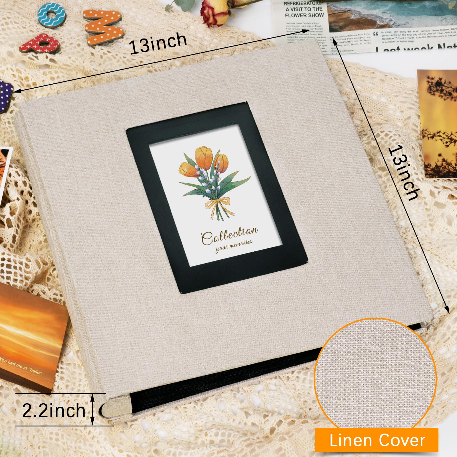 Bébé Tissu Album Photo Enfant 10x15 Cm - Capacité 100 Photos - Couverture Papier élégante - Conservation Longue Durée Cadeau Naissance Mémoire