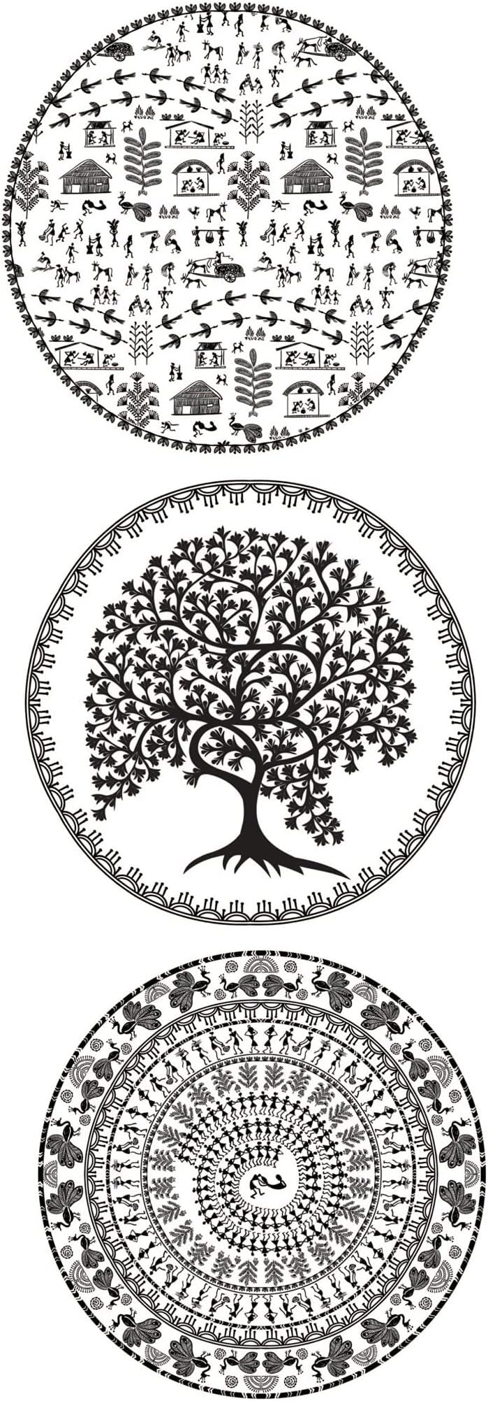 REAL ART Block Decor | Wall Hanging Plate 7" | 3 Pcs | Fine Bone China | Gift Packing