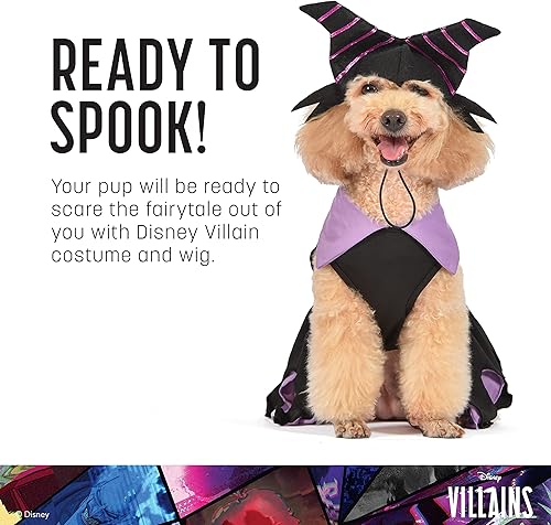 Miniatura 3 de Disney Villains - Disfraz de Maléfica para mascotas - Mediano - Disfraz de perro de Halloween con licencia oficial de Disney, morado (FF22961)